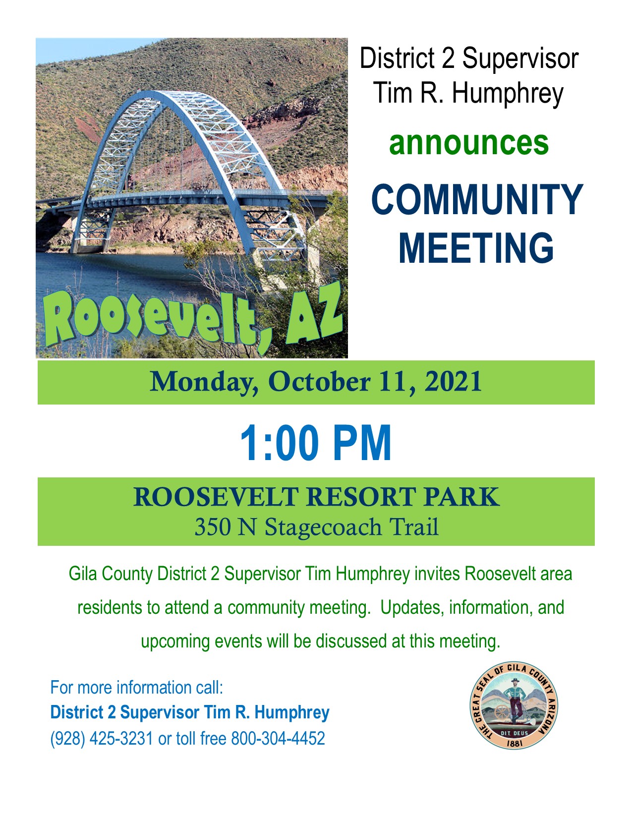 Roosevelt October community meeting Flyer